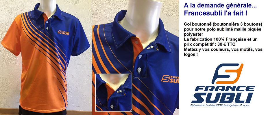 Polo club sublimé col boutonné
