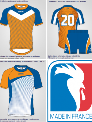 Une gamme complète de Maillots et shorts sublimés pour le Rugby